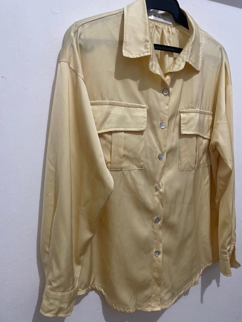 Satin Long Sleeves Top Womens (Category: Blouses) located in Manila. Submitted by fromthearchives (Listing ID 1412633533, Image 2). Description: Type: Satin Long Sleeves Top Womens Size: M-L Womens Color: Yellow .