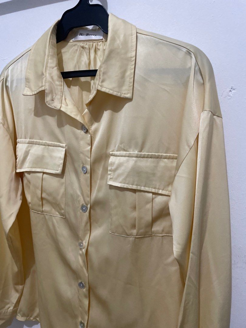 Satin Long Sleeves Top Womens (Category: Blouses) located in Manila. Submitted by fromthearchives (Listing ID 1412633533, Image 3). Description: Type: Satin Long Sleeves Top Womens Size: M-L Womens Color: Yellow .