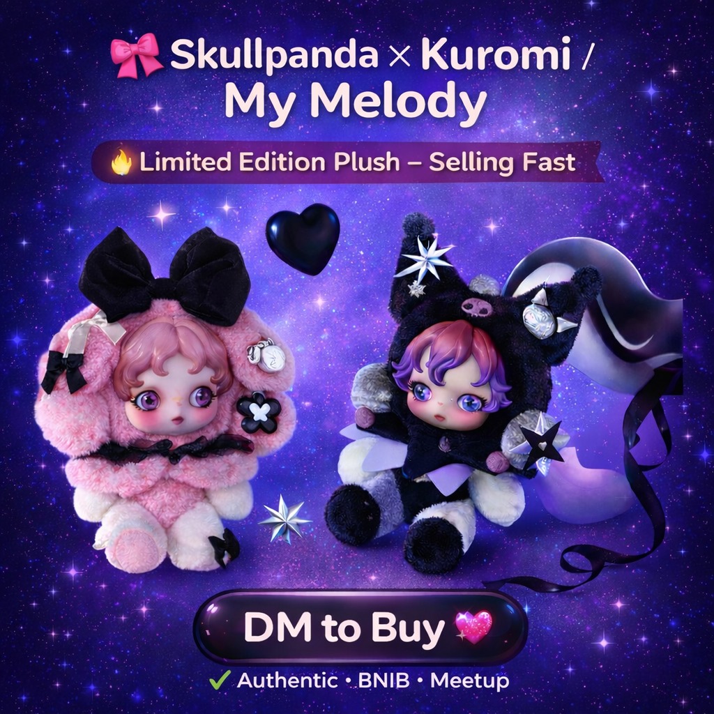SKULLPANDA×MELODY/KUROMIセット Skullpanda x Kuromi & My Melody Plush SET | Authentic BNIB