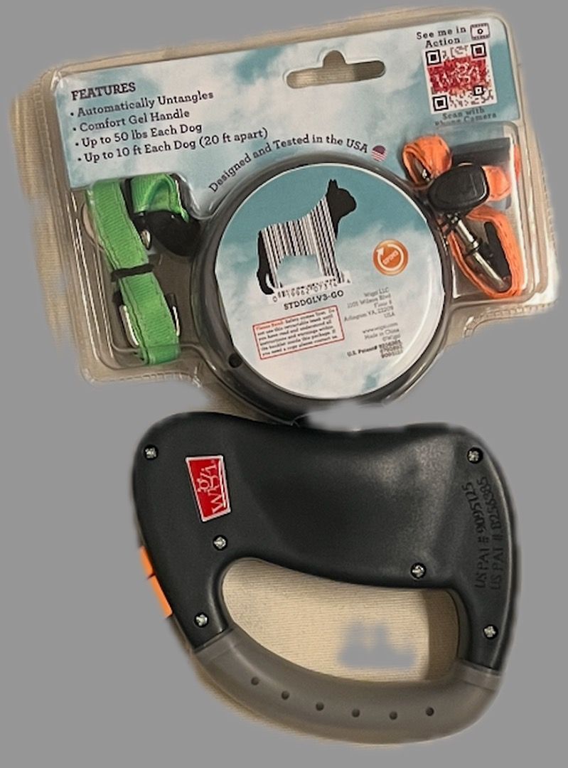 Wigzi Dual Doggie Retractable Gel Handle (Category: Homes & Other Pet Accessories) located in San Juan City. Submitted by gissywissy (Listing ID 1412696935, Image 2). Description: Two Dogs, Zero Tangle Wigzi's Dual Doggie is a non-tangling retractable leash allows you to walk two dogs at the same time, while maintaining individual control of each one. The built-in untangling mechanism does all the work for you so you can enjoy your walk without s