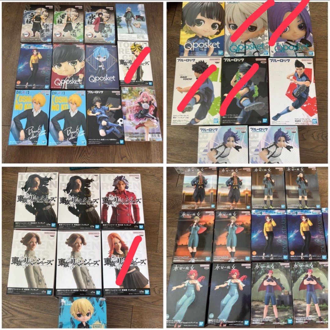 [WTS] Misc Anime Action Figure Gundam Blue Lock Attack on Titan Mashle Demon Slayer Tokyo Revenger (Category: Toy Figures) located in Singapore. Submitted by tsukifinds (Listing ID 1405888380, Image 1). Description: Price $15 each Buy 3 figure+ @$12 each.