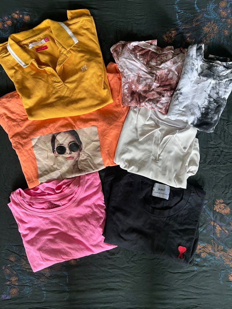 MEGA BUNDLE: Assorted Tops & Tees | Branded & Basic (Category: Others Tops) located in Taguig. Submitted by franchankonkon (Listing ID 1412764562, Image 2). Description: 🧸 Inclusions: Mix of Branded & Basic Tops (Tees, Blouses, Tanks, etc.) Size: Assorted (Mostly fits Small - Large) - Preloved: Most are in excellent condition, some may have signs of use..