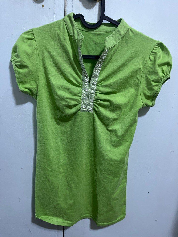 Baby green chinese blouse (Category: Blouses) located in Quezon City. Submitted by RL_itemsforsale (Listing ID 1412759664, Image 1). Description: For the size pls refer to the actual tape measured photos.