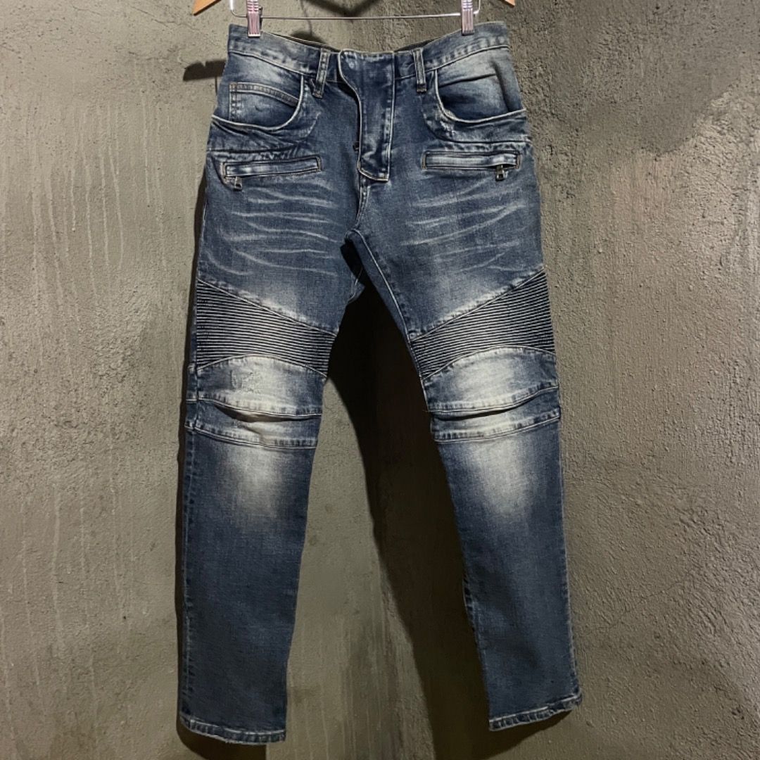 Balmain Biker Pants (Category: Jeans) located in Bacolod City. Submitted by cast.archives (Listing ID 1412782886, Image 1). Description: Balmain Biker Pants Tagged size: 32 Waistline: 32” Length: 40” Inseam: 30” Rise: 11” Leg opening: 7” Condition: Excellent Flaw: None.