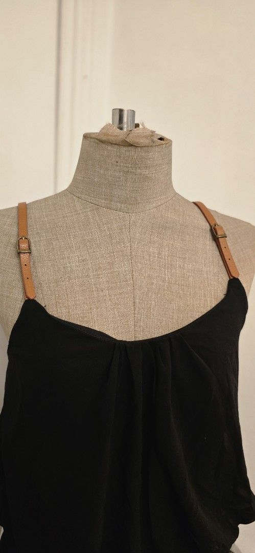 Black Top with Striped Shorts romper (Category: Sets or Coordinates) located in Manila. Submitted by foxydivas (Listing ID 1412824228, Image 3). Description: - Black top with brown straps - Striped shorts with black and white pattern - Made of soft material made in U.S. - Shown on a mannequin.