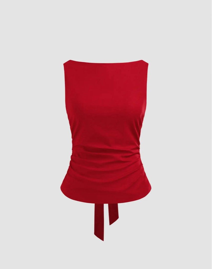 Cider Linen-Blend Boat Neckline Solid Bowknot Tank Top (Category: Sleeveless) located in Bulacan. Submitted by simisikis (Listing ID 1412733770, Image 1). Description: rfs: arrived late - bought for 1,102 php - item condition: 10/10 - never been used/tried on - comes with original packaging and tag - size xs (runs a bit big so fits up to semi-medium) - last price posted.