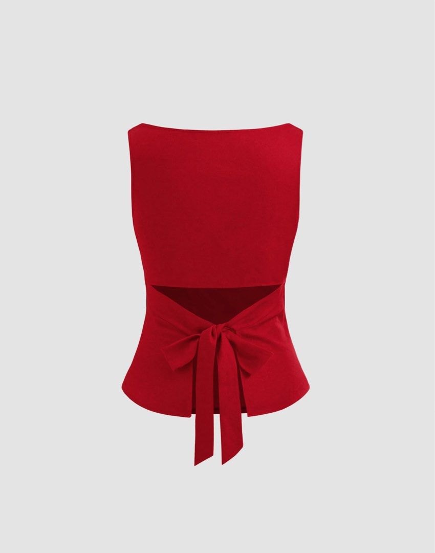 Cider Linen-Blend Boat Neckline Solid Bowknot Tank Top (Category: Sleeveless) located in Bulacan. Submitted by simisikis (Listing ID 1412733770, Image 2). Description: rfs: arrived late - bought for 1,102 php - item condition: 10/10 - never been used/tried on - comes with original packaging and tag - size xs (runs a bit big so fits up to semi-medium) - last price posted.