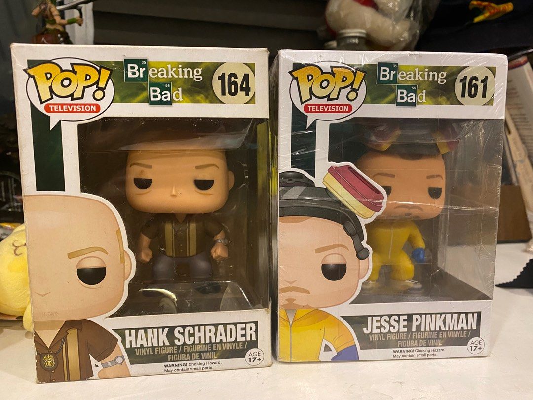 Funko Pop: Breaking Bad - Hank Schrader & Jesse Pinkman (Category: Designer & Blind Box Toys) located in Taguig. Submitted by giannimadrazo (Listing ID 1412816073, Image 1). Description: High resale value. Hank Schrader Condition: Never opened, scuffed box Price: PHP 8,500 Jesse Pinkman Condition: Mint and Sealed Price: PHP 5,500 Meetup: Market! Market! or SM Aura Shipping: Preferably within Metro Manila.