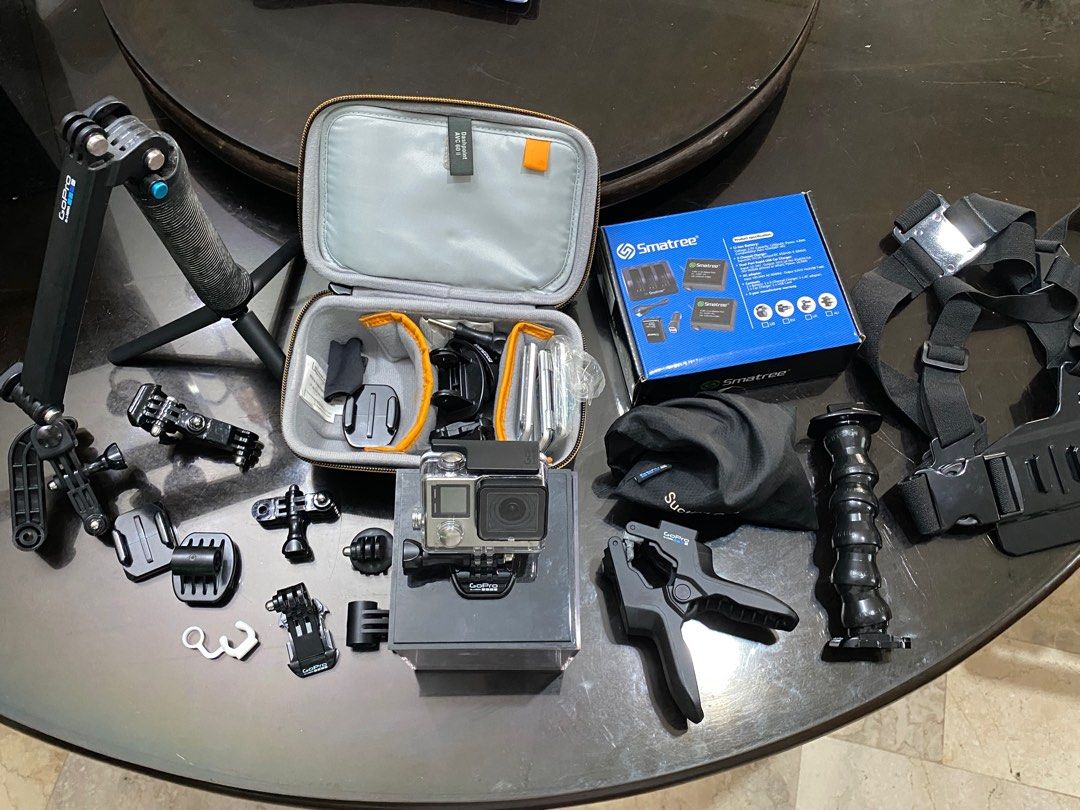 GoPro Hero 4 Silver Bundle with Case and Accessories (Category: Cameras) located in Las Pinas. Submitted by tobios (Listing ID 1412750508, Image 1). Description: All items are all well taken care of, either lightly used or brand new. Includes: • GoPro Hero 4 camera • Smart Tree GoPro charger with box • Lowepro GoPro hand case organizer • Chest mount • GoPro 3-way mount • GoPro suction cup • GoPro jaw flex clamp.