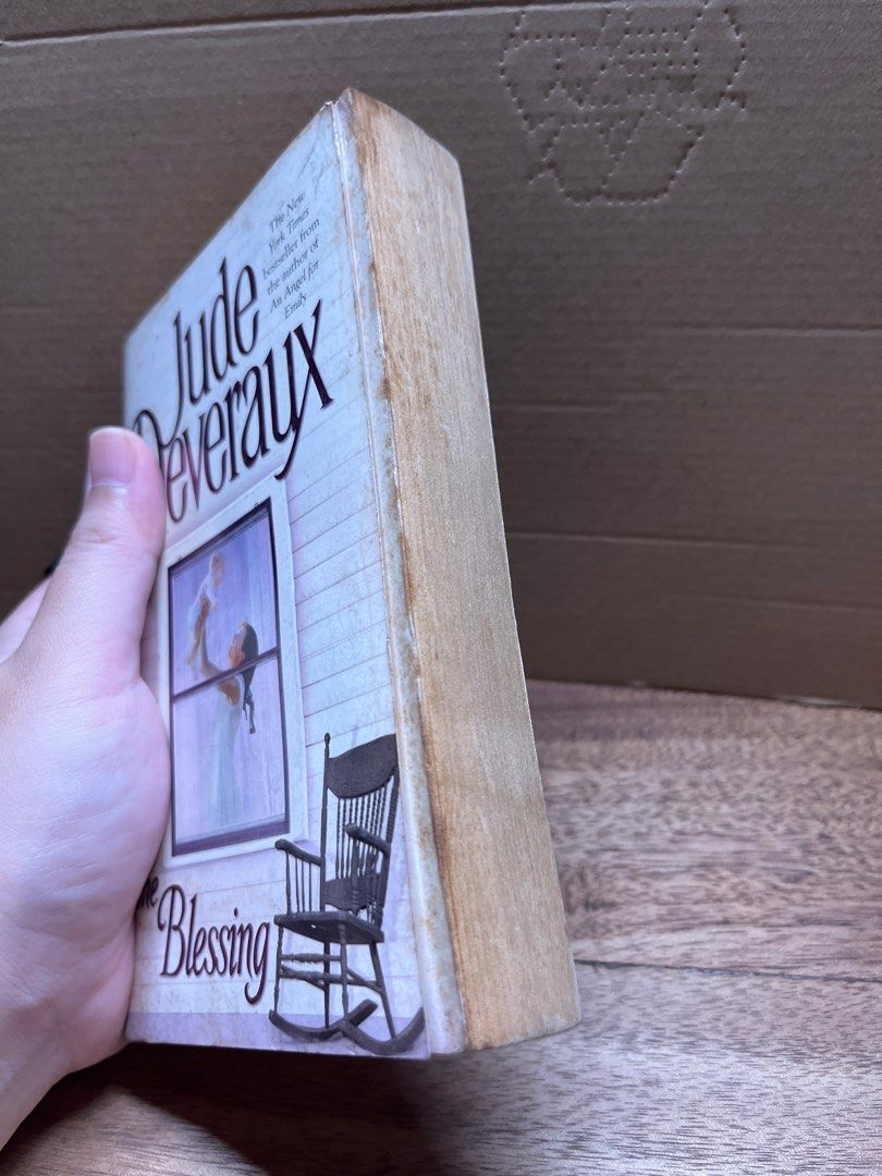 Jude Deveraux The Blessing Paperback (Category: Storybooks) located in Pasig City. Submitted by shadow53529 (Listing ID 1412729651, Image 3). Description: The Blessing by Jude Deveraux. - Paperback, mmpb - Condition: shows spine creasing, pages intact with obvious signs of browning and stain *️⃣ Payment first, no COD MOP: GCash, Maya, BPI, BDO Shipping: J&T.