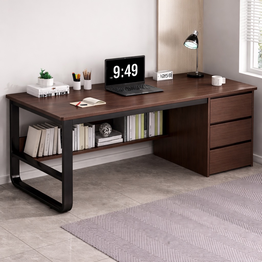 Modern Writing Computer Desk | Storage Drawer Work Desk | Bookshelf ...