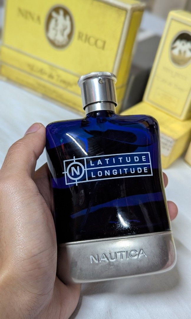 Nautica Latitude Longitude (Category: Fragrance & Deodorants) located in Marikina City. Submitted by bettercallson (Listing ID 1412727123, Image 1). Description: Discontinued 2002 Latitude Longitude by Nautica bottle only around 95ml 7,500 📍 Marikina.