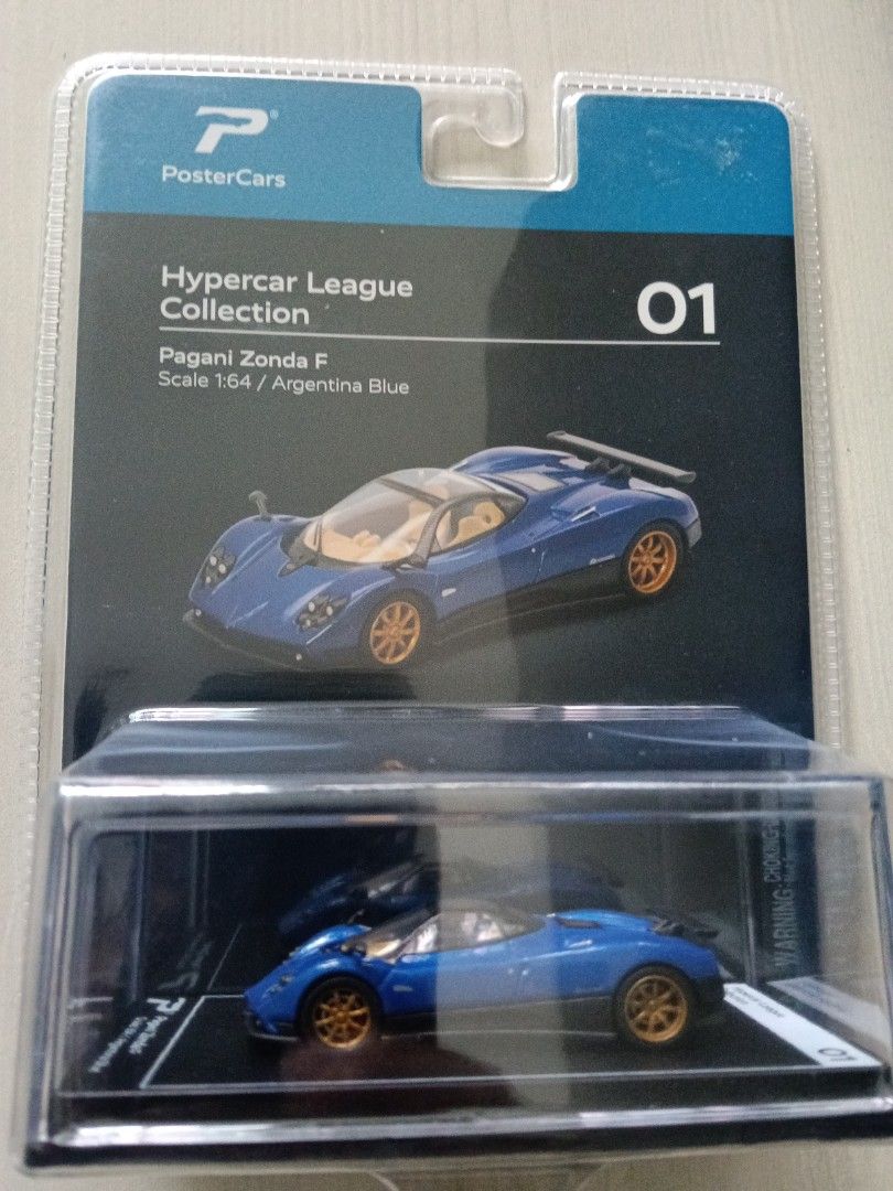 Miniature Pagani Zonda F Argentina Blue 1:64 - Postercars - Neuf - Modèle De Collection
