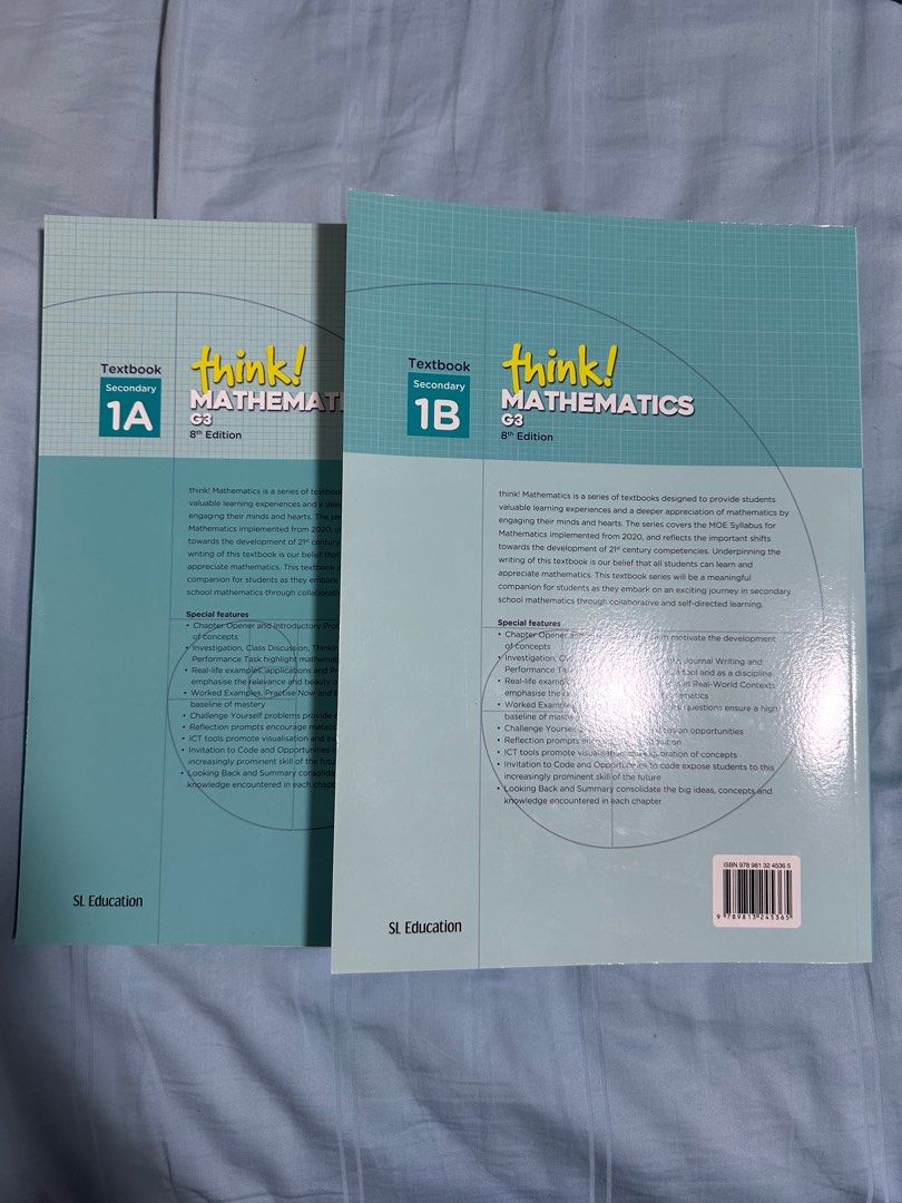 Sec 1 G3 Mathematics Textbooks 1A and 1B 8th Edition, Hobbies & Toys ...