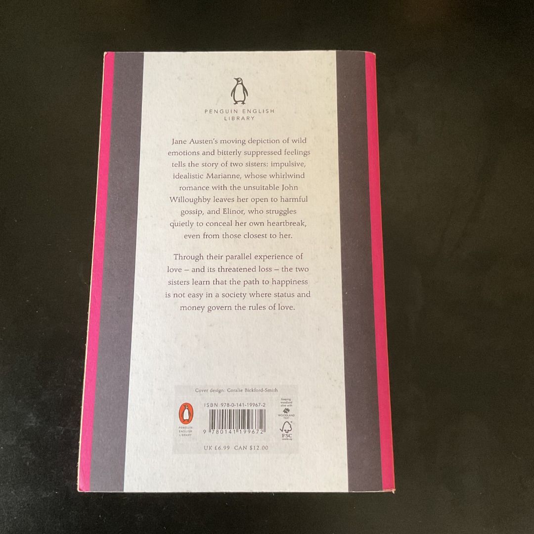 Sense and Sensibility by Jane Austen (Category: Storybooks) located in Mandaluyong City. Submitted by ynomaki (Listing ID 1412777583, Image 3). Description: - "Sense and Sensibility" by Jane Austen - Penguin English Library edition - Decorative floral cover - Includes story summary.