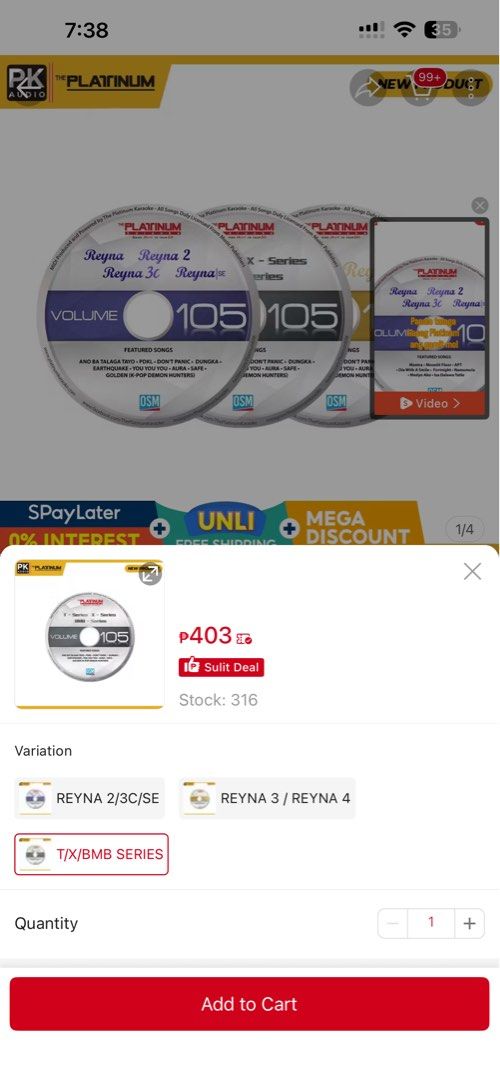 Volume 105 Platinum Karaoke T X BMB Series (Category: CDs & DVDs) located in Taguig. Submitted by skirmiiish (Listing ID 1412858070, Image 1). Description: RFS: Not compatible with my player. Should be specifically compatible with T/X/BMB Series.