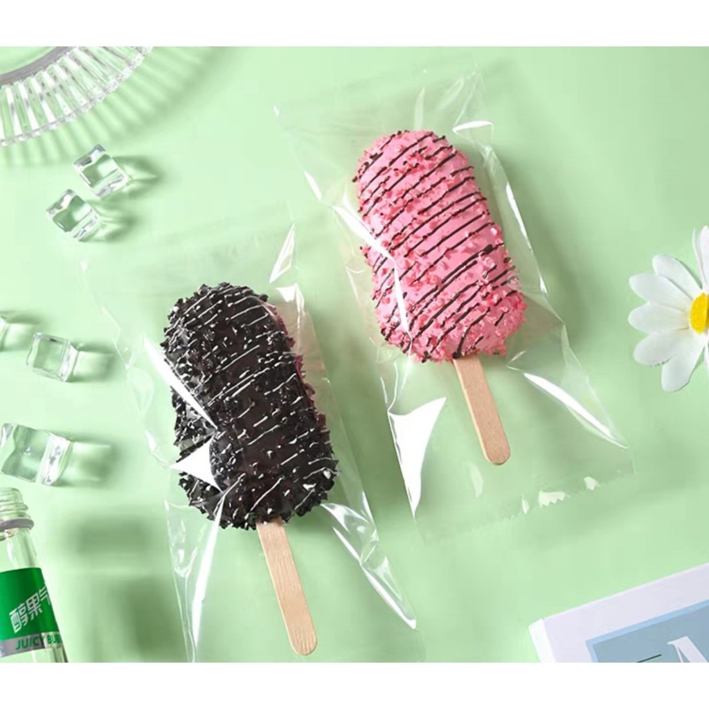(100pcs) 8x19 CM Graham Bar pouch Transparent Pastry Bag Seal Ice Cream ...