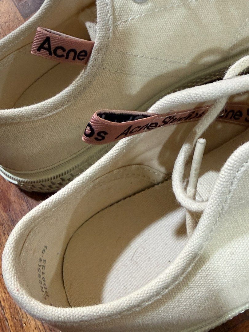 Acne Studios Canvas Sneakers (Category: Sneakers) located in Quezon City. Submitted by bbboyccc (Listing ID 1407802832, Image 3). Description: Acne Sneakers Color Off White Bought at Univers originally at 18k Never used outside RFS prefers bigger size.