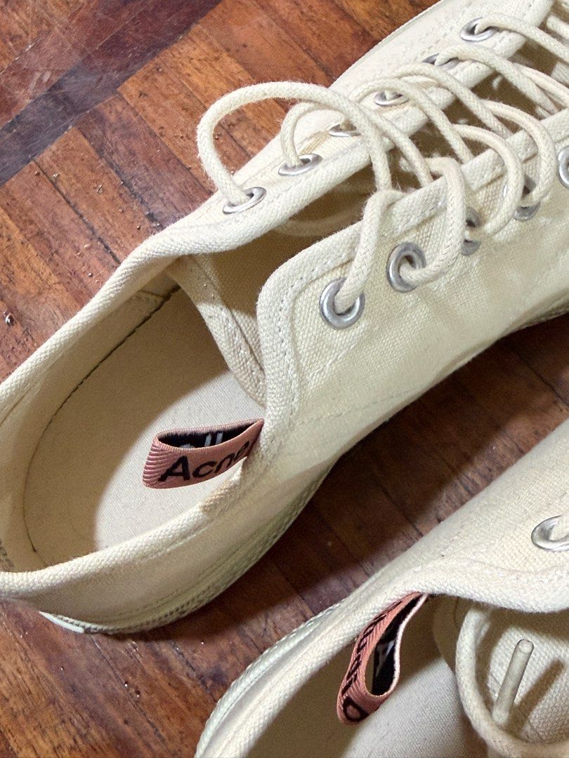 Acne Studios Canvas Sneakers (Category: Sneakers) located in Quezon City. Submitted by bbboyccc (Listing ID 1407802832, Image 2). Description: Acne Sneakers Color Off White Bought at Univers originally at 18k Never used outside RFS prefers bigger size.