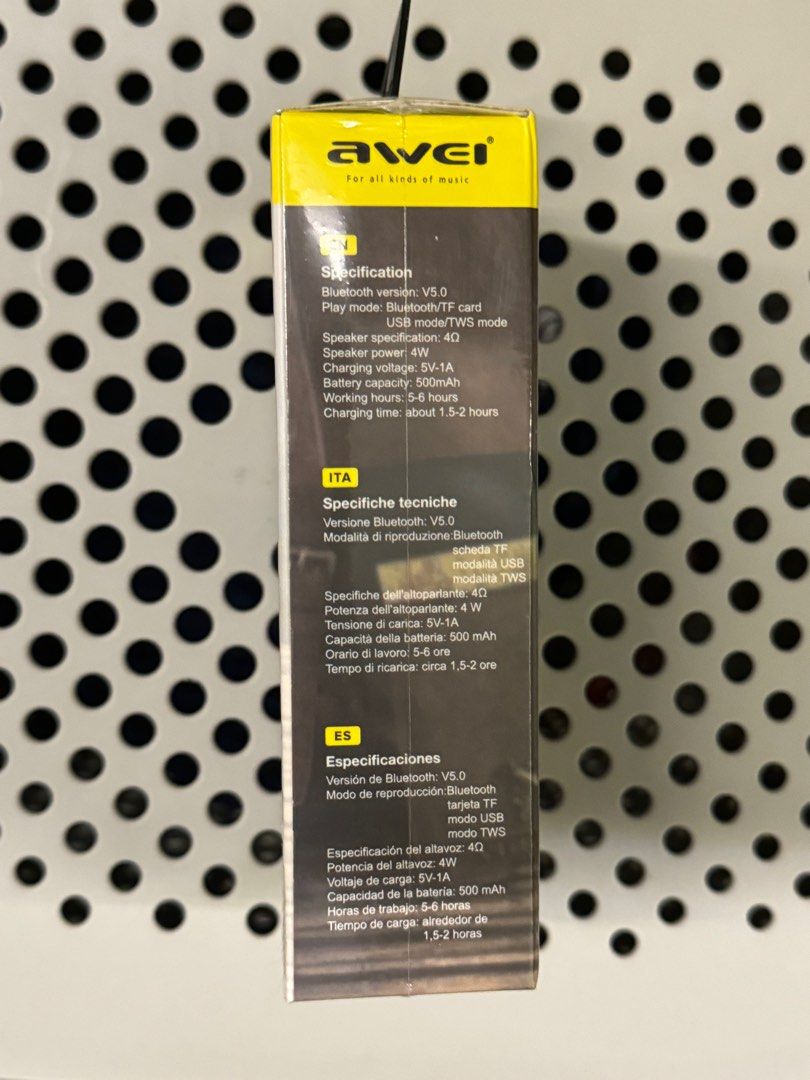 Awei mini portable wireless speaker (Category: Soundbars, Speakers & Amplifiers) located in Quezon City. Submitted by joyeusefille (Listing ID 1407870120, Image 2). Description: .