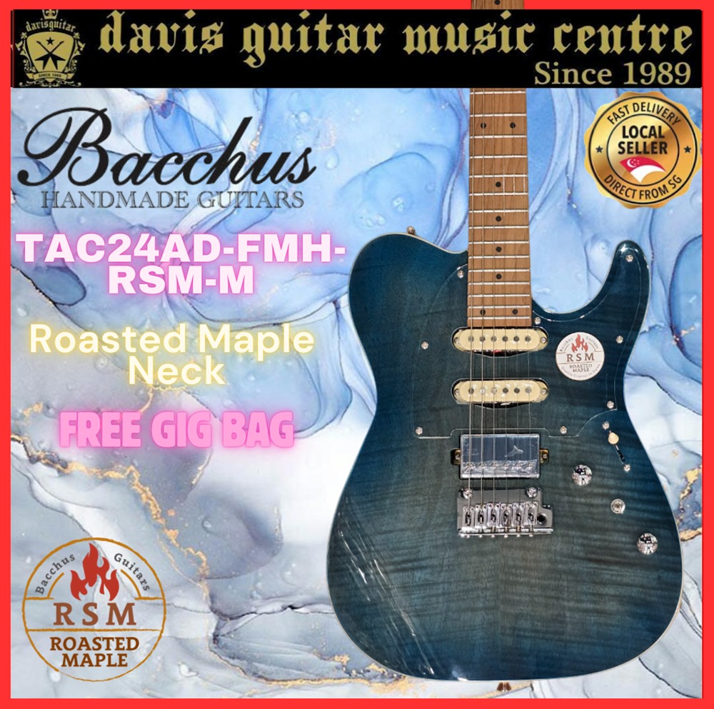 Bacchus Electric Guitar TATIC24AD-FMH-RSM-M blue Roasted Maple Neck ...
