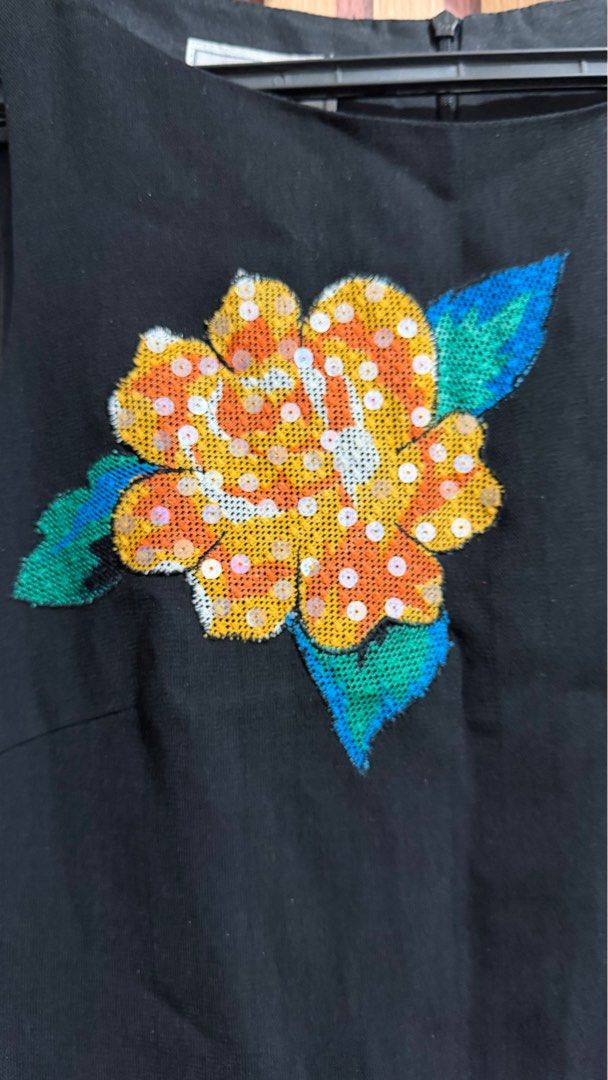 Black Floral Embroidered Dress (Category: Dresses) located in Taguig. Submitted by markaisie (Listing ID 1407898039, Image 2). Description: Maganda to with sequence embroidered Perfect for office ootd .