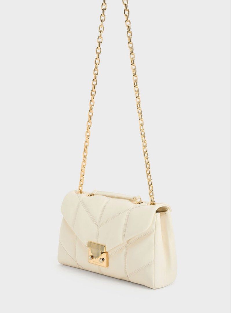 Charles and Keith Eudora Chevron Trapeze bag (Category: Shoulder Bags) located in Malabon City. Submitted by decluttergyal (Listing ID 1407774891, Image 2). Description: Last price posted. Used once, bought from Singapore. I have the dust bag with me. Very spacious inside, can be used as a shoulder bag or a crossbody. Tags: bags, purses, charles and keith, zara, mango, stradivarius, bershka.