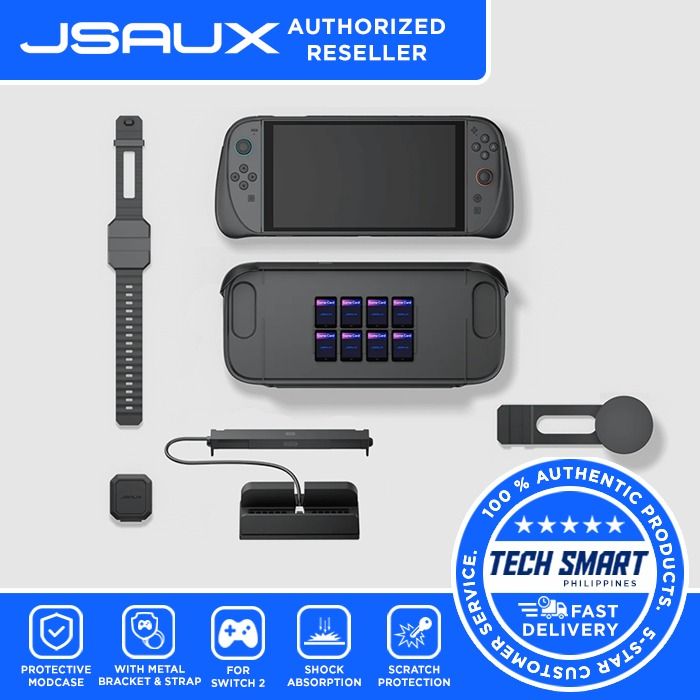 JSAUX ModCase for Switch 2 Case Comprehensive Protection Include Detachable Front Shell, Body Protective Shell, Metal Bracket and Strap (Category: Cases & Covers) located in Las Pinas. Submitted by techsmartph (Listing ID 1407777956, Image 3). Description: Basic Kit - PHP1199 Dock Adapter Stand - PHP1799 Ultimate Kit - PHP2499 * [Ultimate Protection for Switch 2] Crafted with durable materials, this Nintendo Switch 2 case offers excellent shock r