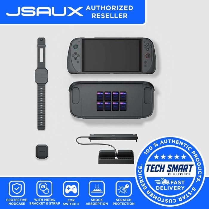 JSAUX ModCase for Switch 2 Case Comprehensive Protection Include Detachable Front Shell, Body Protective Shell, Metal Bracket and Strap (Category: Cases & Covers) located in Las Pinas. Submitted by techsmartph (Listing ID 1407777956, Image 2). Description: Basic Kit - PHP1199 Dock Adapter Stand - PHP1799 Ultimate Kit - PHP2499 * [Ultimate Protection for Switch 2] Crafted with durable materials, this Nintendo Switch 2 case offers excellent shock r