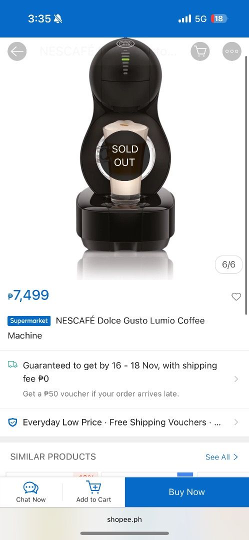 NESCAFE Dolce Gusto Lumio Coffee Machine (Category: Coffee Machines & Makers) located in Batangas. Submitted by sopiyaemm (Listing ID 1407818522, Image 2). Description: Selling Nescafe Dolce Gusto Lumio Black (Coffee Machine) ₱6,000 Opened but brand new Pick-up (Malvar, Batangas) Rfs: Got as raffle prize. Has espresso machine so it’s never been used..