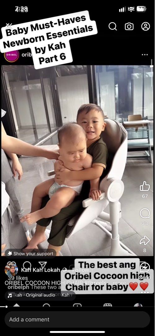 Oribel Cocoon in color Slate Gray (Category: Kids Tables & Chairs) located in Dagupan City. Submitted by the_hangerph (Listing ID 1407860065, Image 1). Description: Last price posted. The Oribel Cocoon Highchair grows with baby in four stages. Stage one enables baby to recline or nap with you at an appropriate height, whether you are relaxing on the sofa or eating at the dinner table. Stage two provides a supportive environment for baby to enjoy 