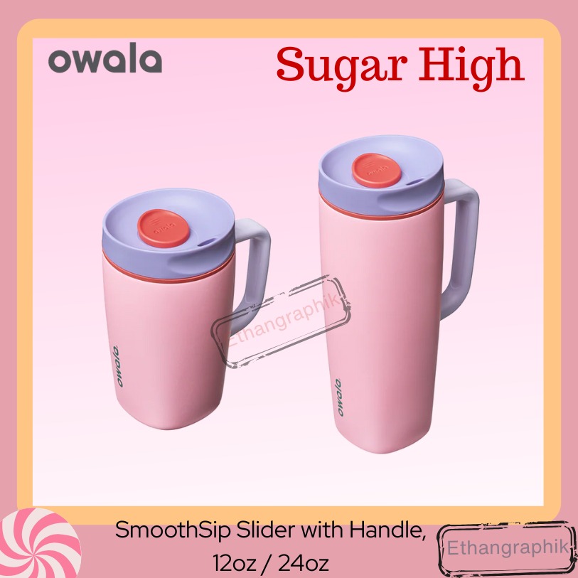 Owala SmoothSip Slider with Handle, Sugar High, 12oz and 24oz ...