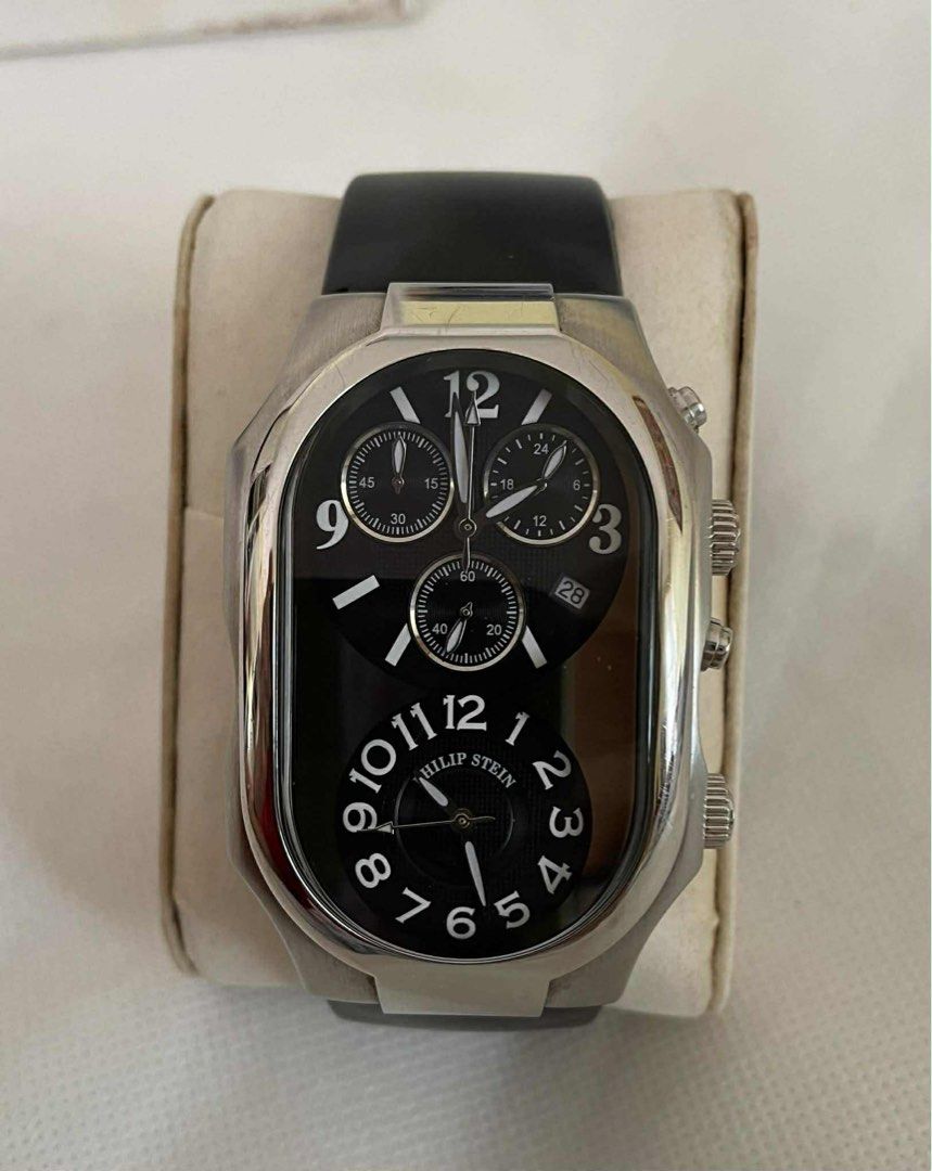 Philip Stein Men's Watch 3.G CRB-BAS (Category: Luxury Watches) located in Bacoor. Submitted by sgfrdluis_24 (Listing ID 1407809512, Image 3). Description: PRICE: 36k Natural Frequency Technology Sapphire Crystal face with Black strap, Excellent condition seldom used. No remarkable scratches. ** with extra leather strap ** Comes with the original box and aunthentication cards. Retail @ 79K Brand : Philip Stein Gender : Men Model : 3.G CRB-BAS Con