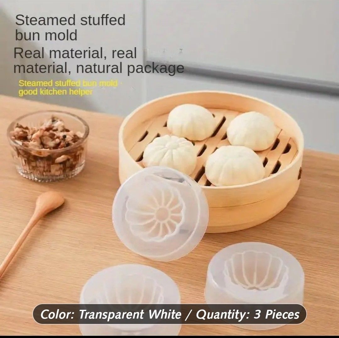 Plastic Steamed Bread Mold Set (Category: Bakeware) located in Iloilo. Submitted by pinspirewitha (Listing ID 1407795238, Image 3). Description: Set of 3-pcs. Easy to use. Dumpling mooncake maker, handheld pastry pie machine, kitchen/baking/cooking gadget..