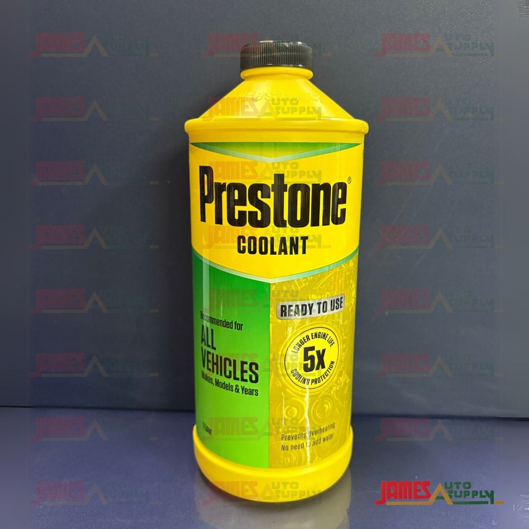 Prestone Coolant Ready to Use 1 Liter (Category: Other Automotive Parts and Accessories) located in Manila. Submitted by summercookie (Listing ID 1206346844, Image 1). Description: 1L - P400 3L - P900 20L - P5,300 *pre-order 7 days Convenient, high-quality, pre-diluted coolant ideal for top ups and on-the-road refills. Formulated to protect against overheating, boilover, rust, and corrosion, this advanced blend of ethylene glycol & deionized wate