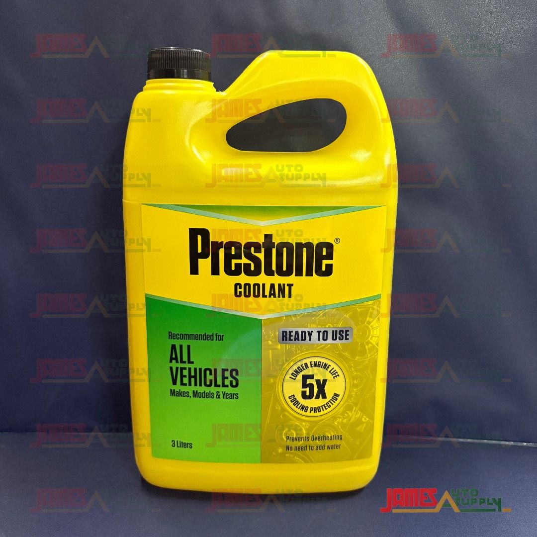 Prestone Coolant Ready to Use 1 Liter (Category: Other Automotive Parts and Accessories) located in Manila. Submitted by summercookie (Listing ID 1206346844, Image 3). Description: 1L - P400 3L - P900 20L - P5,300 *pre-order 7 days Convenient, high-quality, pre-diluted coolant ideal for top ups and on-the-road refills. Formulated to protect against overheating, boilover, rust, and corrosion, this advanced blend of ethylene glycol & deionized wate