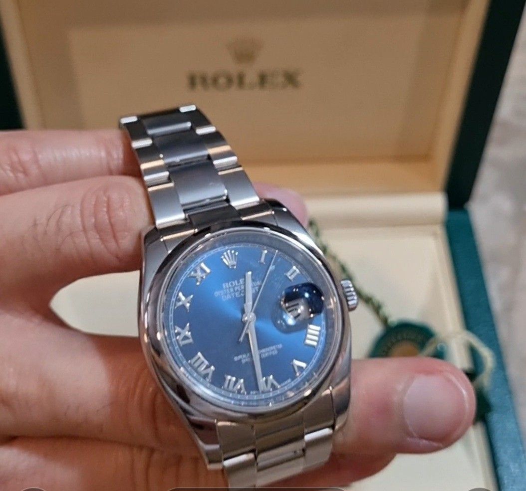 Rolex Datejust Blue Dial 36mm (Category: Luxury Watches) located in Cabuyao City. Submitted by zeusgab (Listing ID 1407760688, Image 1). Description: - Rolex Datejust - Roman blue dial - Stainless steel bracelet - Datejust display - Includes original box, papers, and tags, 2016, local AD, trinoma *Nego konti.. - Classic timepiece.