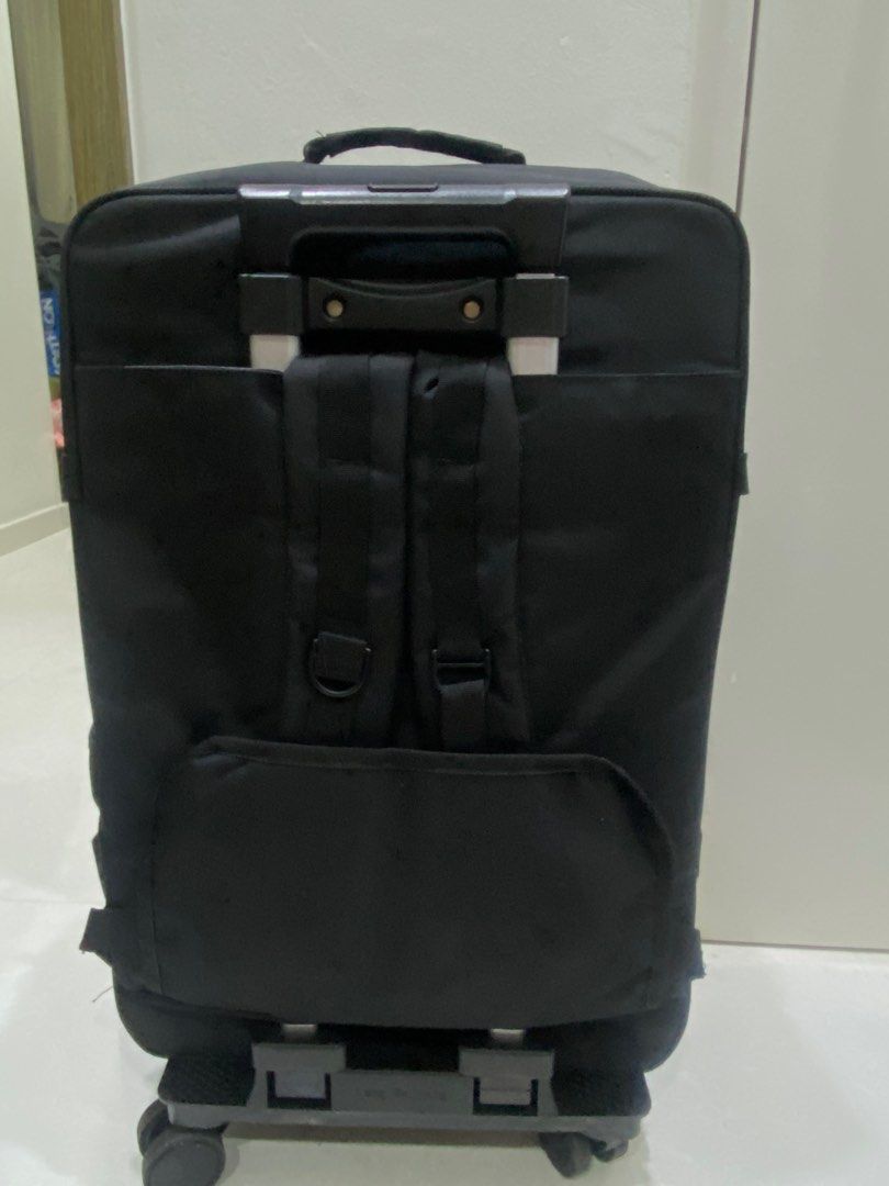 Rolling Backpack (Category: Backpacks) located in Singapore. Submitted by bryen292 (Listing ID 1407899444, Image 2). Description: - Plain black design - Rolling backpack with retractable handle and wheels - Adjustable straps for back carrying - Cabin luggage friendly - Selling to declutter - Strictly self collection from Toa Payoh MRT.