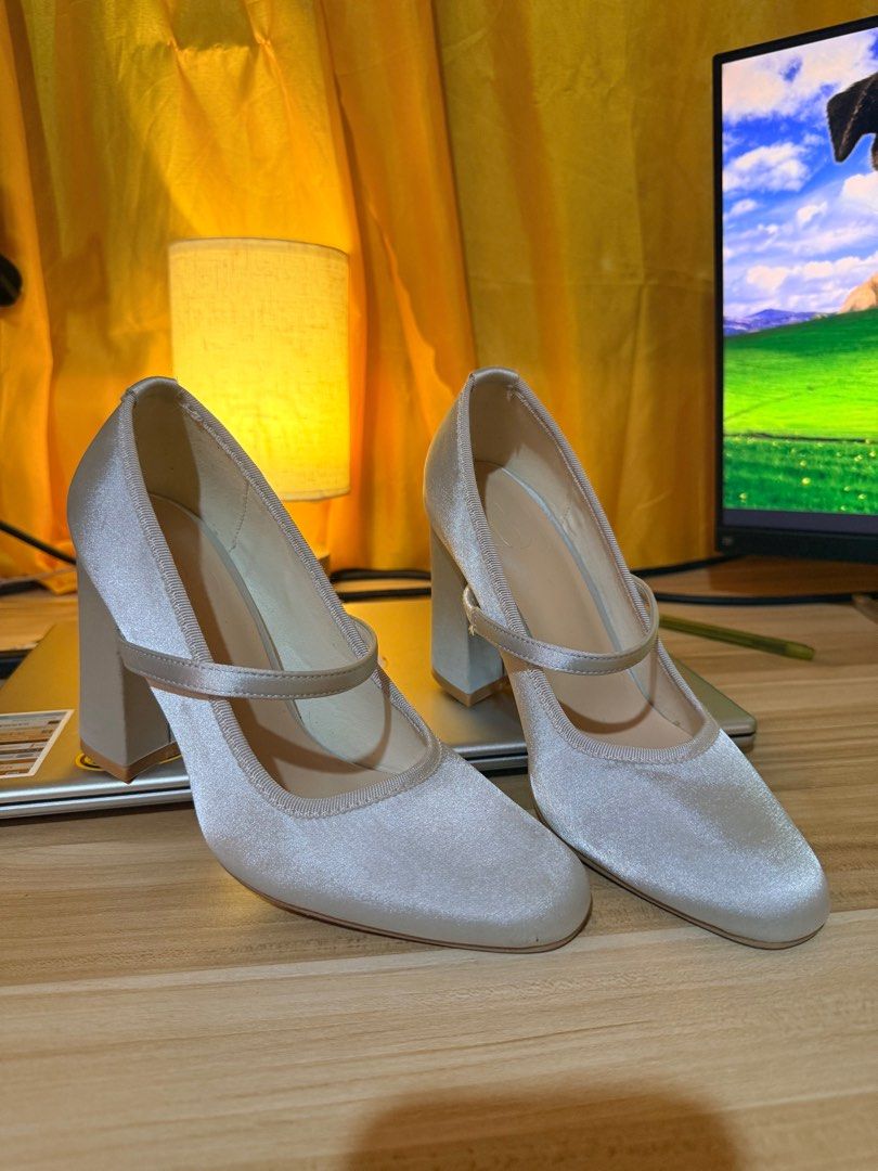 Satin Block Heel Mary Jane Shoes (Category: Heels) located in Manila. Submitted by dmgflores (Listing ID 1407910329, Image 1). Description: Satin Block Mary Jane Heels (SHEIN) Used only once – Wedding November 2025 ✨ Details: • Style: Satin block Mary Jane heels • Brand: SHEIN • Use: Worn only once (for wedding photoshoot + walking down the aisle) • Size: EU 36 (True to size) • Condition: Like new – no flaws on the upper, just normal walking mark