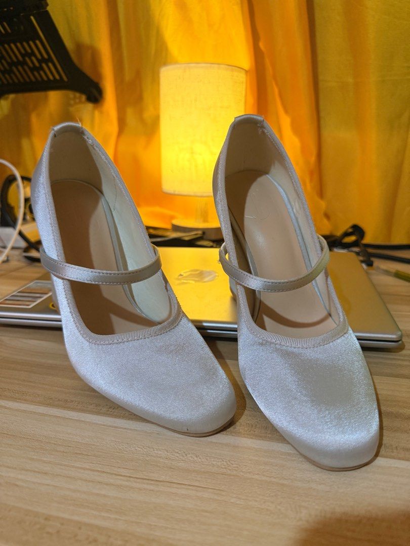 Satin Block Heel Mary Jane Shoes (Category: Heels) located in Manila. Submitted by dmgflores (Listing ID 1407910329, Image 2). Description: Satin Block Mary Jane Heels (SHEIN) Used only once – Wedding November 2025 ✨ Details: • Style: Satin block Mary Jane heels • Brand: SHEIN • Use: Worn only once (for wedding photoshoot + walking down the aisle) • Size: EU 36 (True to size) • Condition: Like new – no flaws on the upper, just normal walking mark