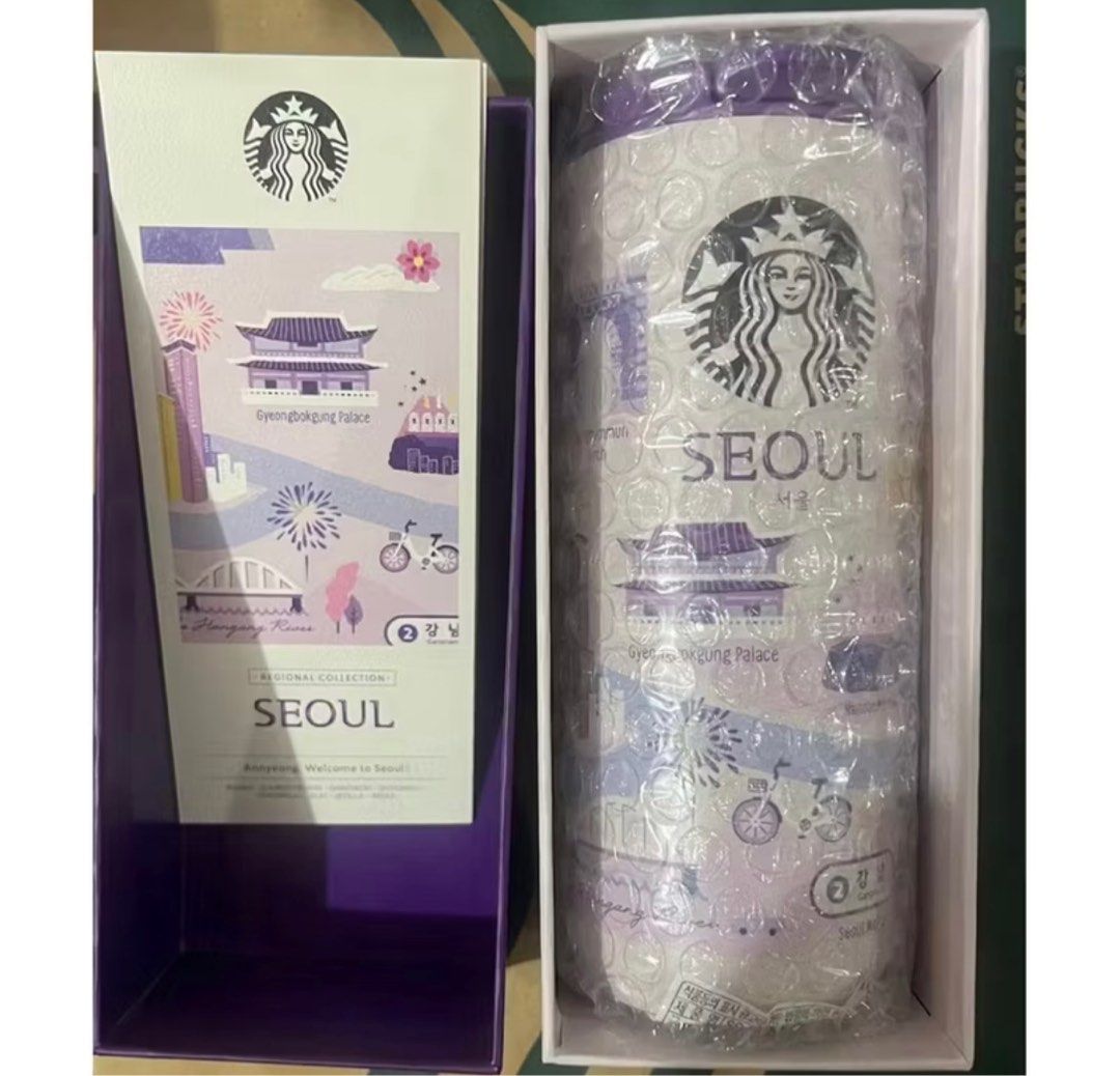 Starbucks South Korea Collection (Category: Water Bottles & Tumblers) located in Muntinlupa City. Submitted by hermanasbfl (Listing ID 1407765626, Image 3). Description: ☕️Starbucks South Korea ☕️Seoul Version •355 ML •On hand •Original 💯 •Complete with bix •Bought directly from South Korea 🚚SF c/o buyer 📦MOD : Lalamove/ 🛍️Payment first policy 🏧Modes of payment BDO/Gcash (Strictly ❌No cash ins & ❌no to w/ protection transfers) #starbuckscoll
