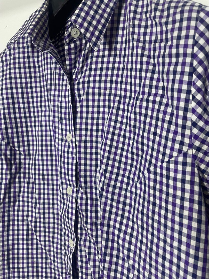 Checkered Polo (Category: Formal Shirts) located in San Pedro. Submitted by overallph (Listing ID 1408095194, Image 2). Description: Checkered Polo Purple and white pattern Size M 400+sf.