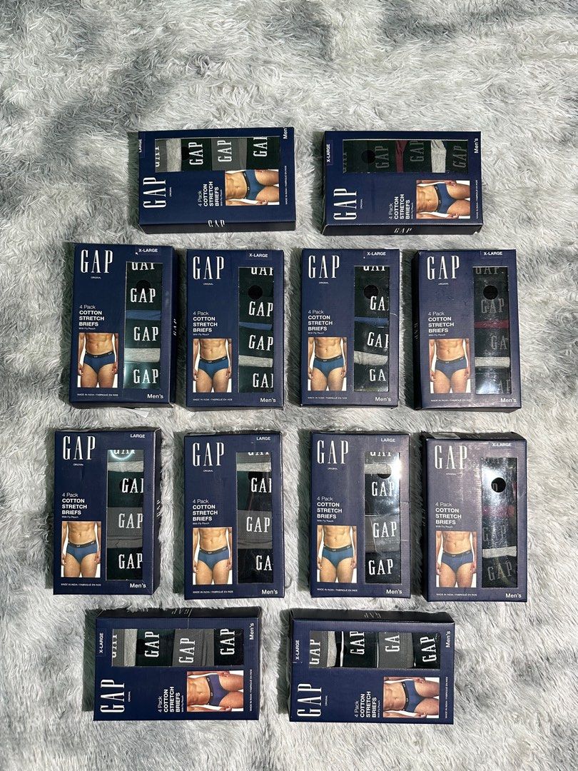 GAP COTTON STRETCH BRIEFS LARGE/XL (Category: Underwear) located in Legazpi City. Submitted by albay.hype.shop (Listing ID 1408017754, Image 1). Description: SALE! GAP COTTON STRETCH BRIEFS 550 EACH ONLY! 4PCS PER PACK SIZE: LARGE 35-37 WAIST XL 38-41 WAIST.