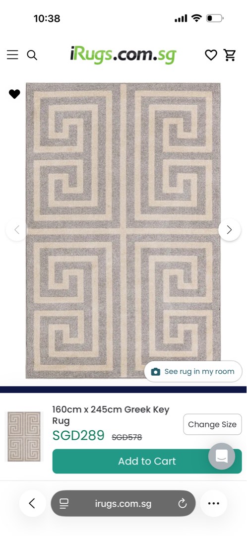 Greek Key Rug - 160cm x 245cm, Furniture & Home Living, Home Decor ...