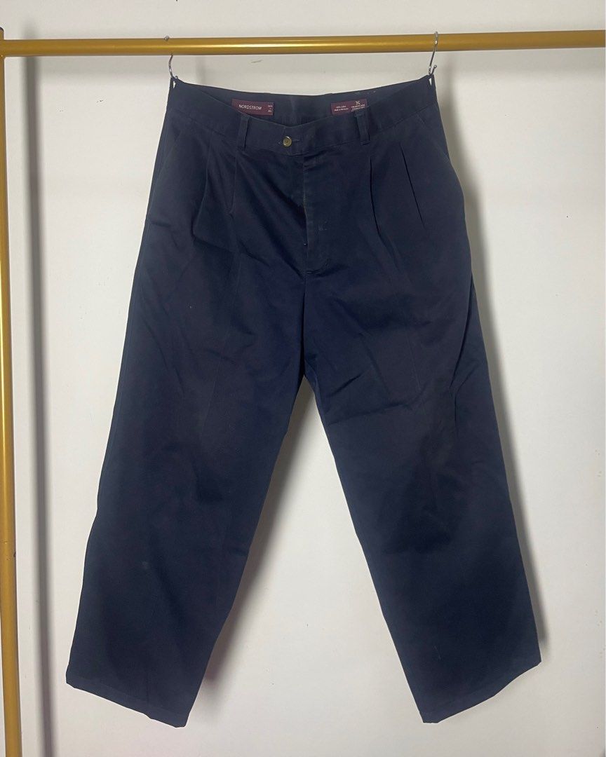 Nordstrom Navy Blue Pleated Pants (Category: Trousers) located in San Pedro. Submitted by overallph (Listing ID 1408101413, Image 1). Description: Nordstrom navy blue pleated pants Waist 34 Inseam 26 Thigh 13.5 Hem 9.5 Length 38.5 1300+sf.