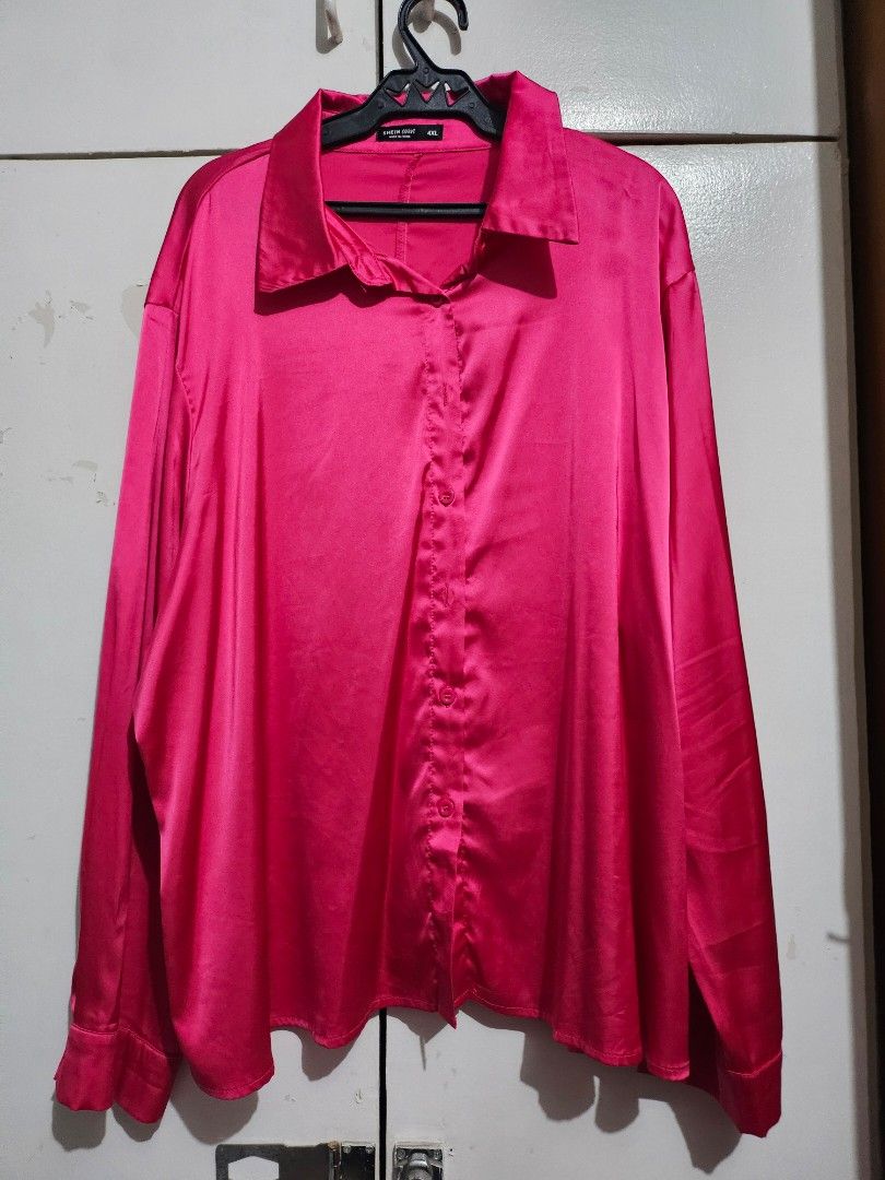 Pink Satin Long Sleeve Blouse plus size 4x (Category: Blouses) located in Angeles City. Submitted by buxom.cheeks (Listing ID 1407987050, Image 1). Description: - Pink satin blouse - Long sleeves - Classic collar - Button-down front - Smooth, draping fabric - Suitable for casual and formal wear - A wardrobe essential.