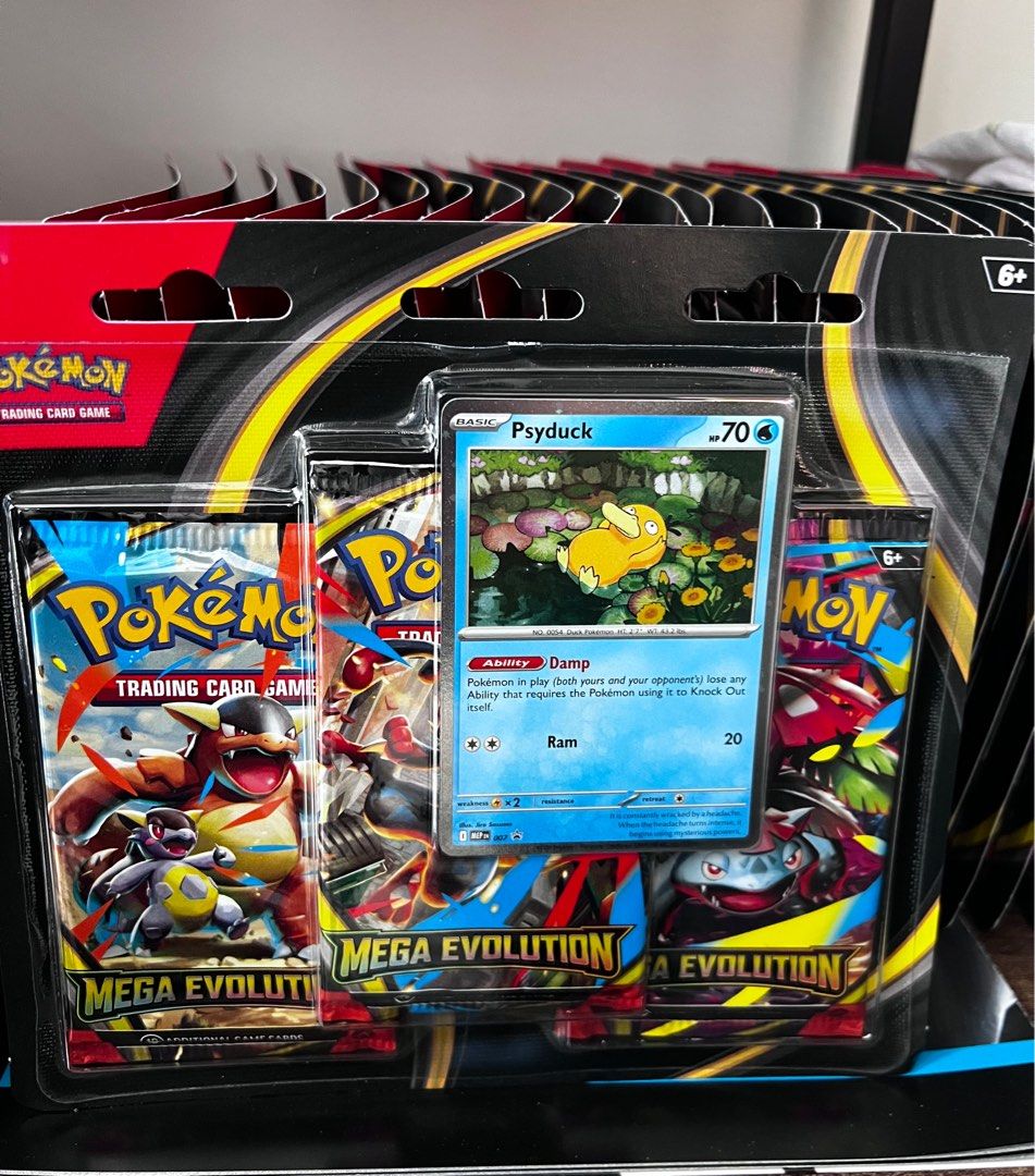 Pokemon Mega Evolution 3 Pack Blister Psyduck Promo (Category: Card Packs) located in Manila. Submitted by hellishvenom (Listing ID 1408107350, Image 1). Description: Cheapest you can find! Location: Fairview, Quezon City Pokemon, rare, tcg, mega evolution, phantasmal flames, destined rivals, surging sparks, ascended heroes, collectibles, cards .