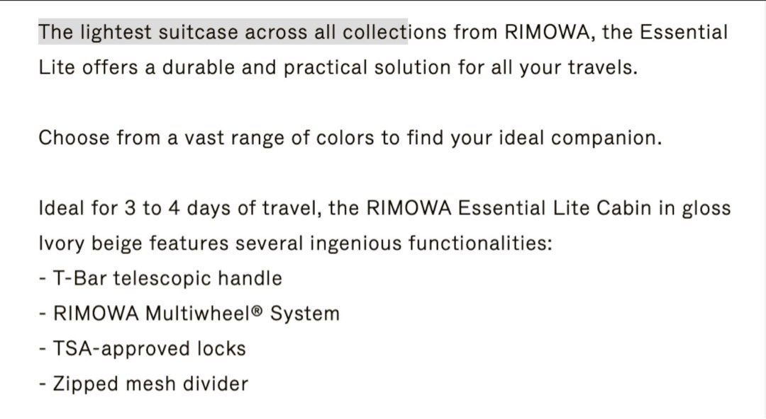 Rimowa Lite Cabin (Category: Luggage) located in Quezon City. Submitted by mamyniray (Listing ID 1397351060, Image 3). Description: Rimowa Light Cabin Ivory.