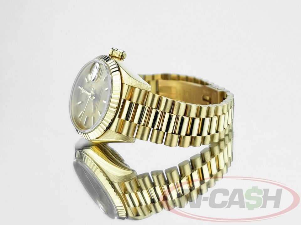 Rolex Datejust President 26 Solid Gold (Category: Luxury Watches) located in Makati City. Submitted by luxury_by_ncash_2 (Listing ID 1408009753, Image 3). Description: N-Cash Pawnshop "Instant Cash for Bags, Watches, Cars, and Electronics" https://www.ncash-pawnshop-philippines.com/ Rolex Datejust President 26 Solid Gold Ref. 69178 26mm solid gold case Solid gold president bracelet Champagne dial with stick markers 100% authentic with money-back 