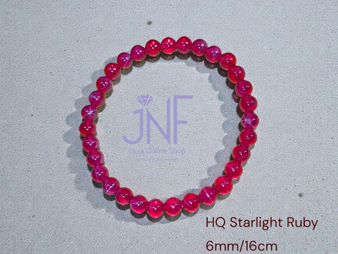 Starlight Ruby Bracelet with Certificate (Category: Bracelets) located in Mandaluyong City. Submitted by jennytuppe98873 (Listing ID 1407986806, Image 1). Description: Natural Stone ❤2-Natural Starlight Ruby 6mm /16cm with Certificate (sold) ❤2-Facetef Ruby 6mm-1800 (1pc left) ❤3-Round Ruby 6mm-1500 (2pc) pm me no haggle pls 🙏🥰.
